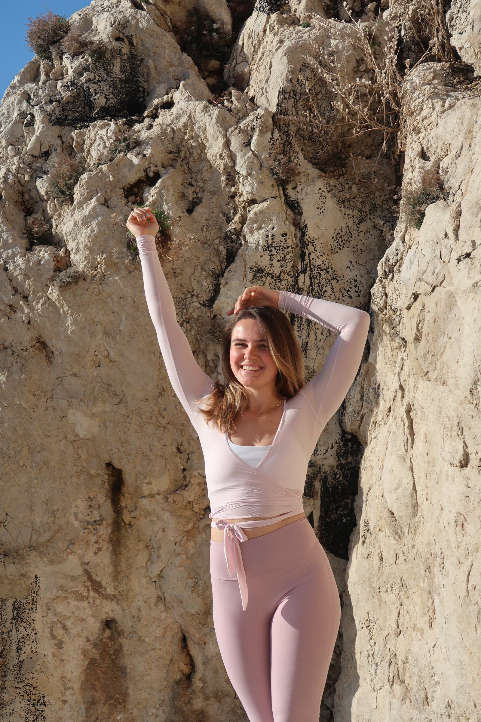 Ensemble SeamlessSolution™ Rose Clair - Ensemble Brassière Blanche et Legging Crunch flaire Rose Clair CLARYA