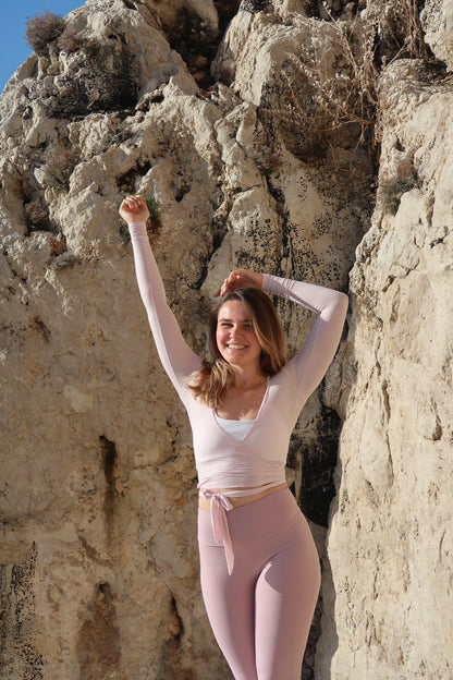 Ensemble SeamlessSolution™ Rose Clair - Ensemble Brassière Blanche et Legging Crunch flaire Rose Clair CLARYA