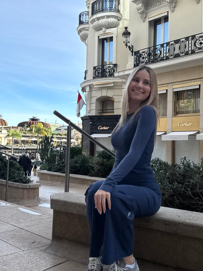 Ensemble SeamlessSolution™ Bleu Foncé - Tee-shirt Manches longues & Legging Flair NAVYBLUE