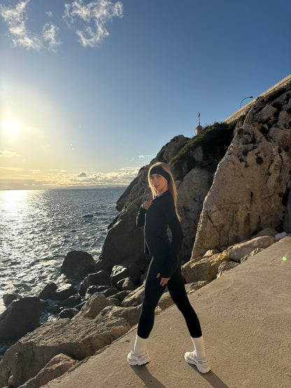 Polaire Thermale FlowLight™ Noir  - Demi Zip ajustable - CLEA