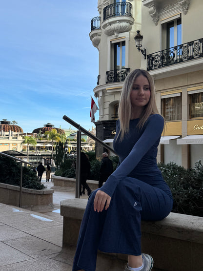 Ensemble SeamlessSolution™ Bleu Foncé - Tee-shirt Manches longues & Legging Flair NAVYBLUE